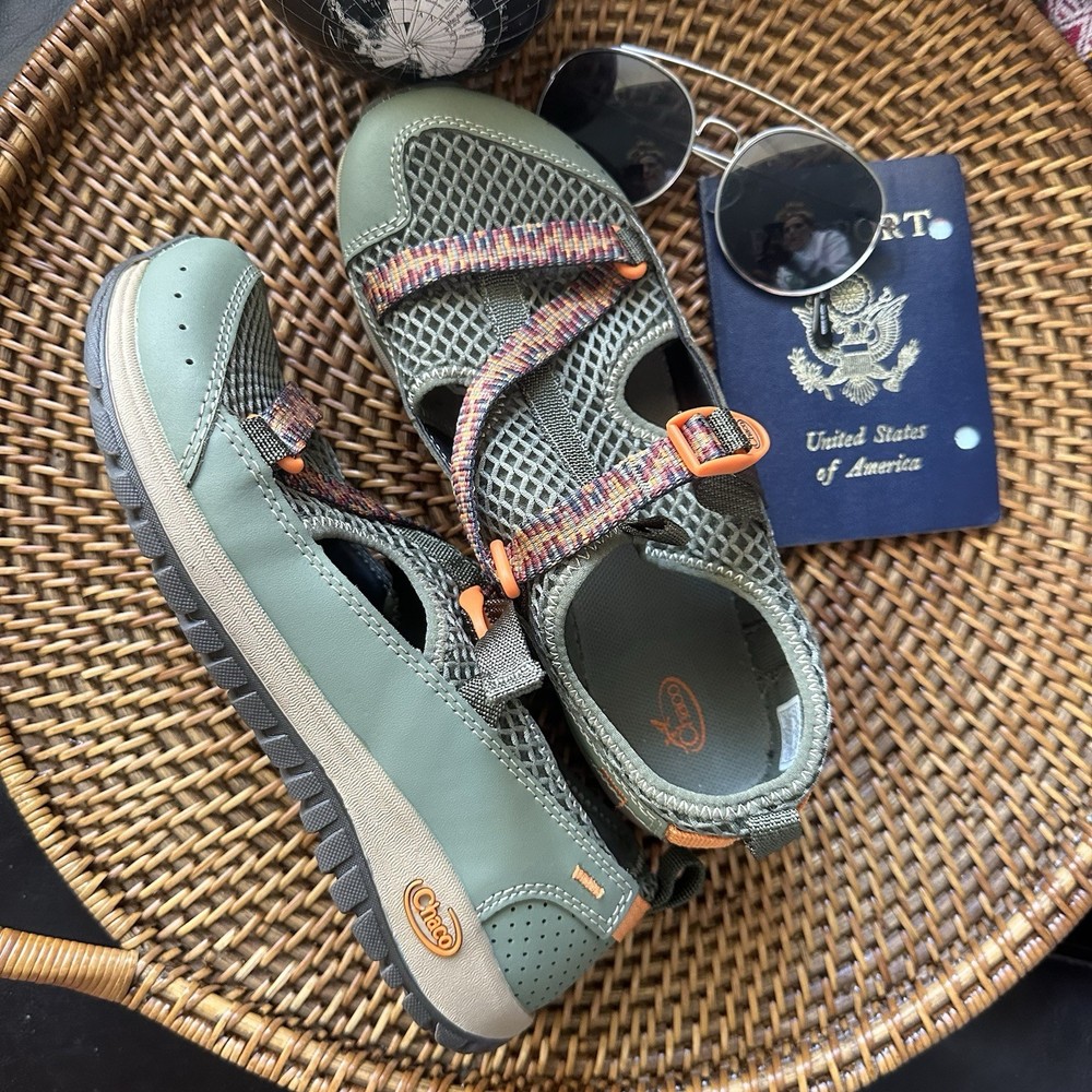 Chaco ODESSEY Close Toe Kids Green Mesh Water Hiking Sandal Shoe Size 5 New