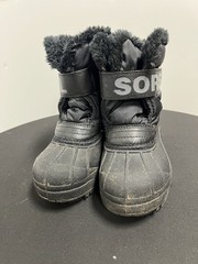 Sorel Kids Black Snow Commander Winter Boot Snow Boot Size 12 Waterproof