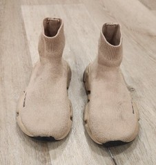 BALENCIAGA KIDS TAN ‘SPEED’ SOCK SNEAKERS SIZE 10-11 ORIGINALLY $359