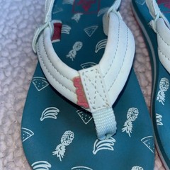 Reef Little Ahi Toddler Kids Sandals Teal Fruit Print Flip Flops Backstrap 11/12