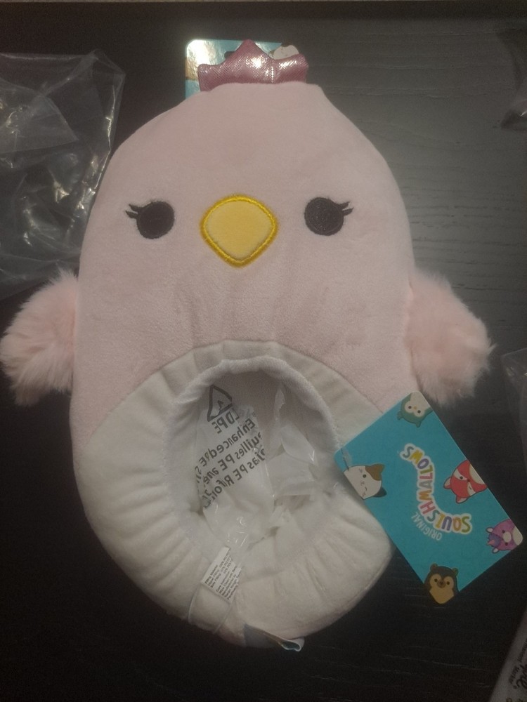 Original Squishmallows Plush Slippers Pink Chic Pink White Yellow Kids Size 6-7