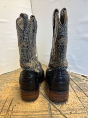 Childs Cowboy Boots Pastito Mexico Black Lizard Snip Toe Orange Stitching. Nice!