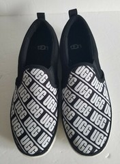 UGG Youth Suede Canvas Black with White Unisex Logo Slip On Shoes Size 5