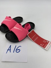 Nike Kawa Slide TD Toddler Sandals Pink Black Elastic Strap New w/ Defects A16