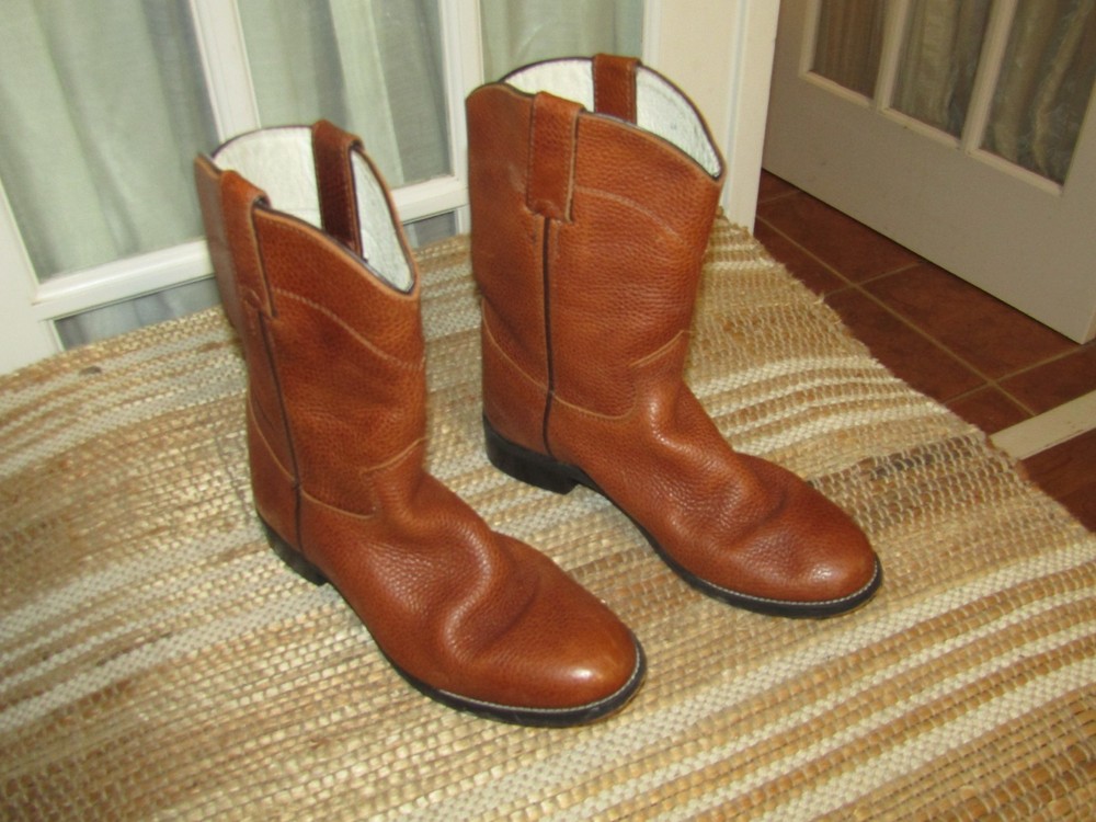 Justin Brown Leather Boots Cowboy Western Youth 4 D style 3420Y Made in Mexico