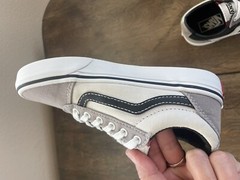 Vans Old Skool Color Block Gray Black White Red Tongue Lace Sneaker Youth Sz 1