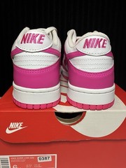 Nike Dunk Low White Pink Laser Fuchsia Sneaker SIZE 6Y FB9109-102 NEW