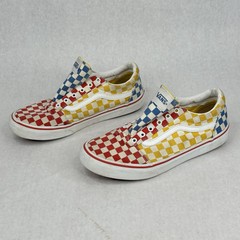 Vans Checkered Red Blue Yellow Off The Wall Youth Size 4.5Y No Laces
