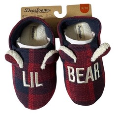 Dearfoams Kids Cozy Comfort Plaid Lil Bear Slippers Size 9 10 Toddler