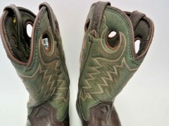 Durango Brown Green Leather 8″ Youth Western Cowboy Boots BT306 Size 3.5
