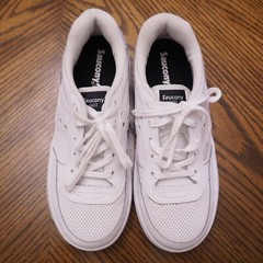 SAUCONY JAZZ COURT White Leather/PU Lace Up Youth Athletic Shoes Size 3M