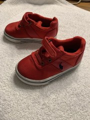 Polo Ralph Lauren Red Textile/Hook And Loop Straps With Laces Toddler Shoes Sz 5