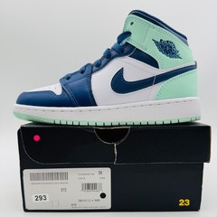 Nike Air Jordan 1 Mid (GS) Navy Mint Basketball 554725-413 Size 3.5Y = Women’s 5