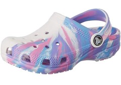 Crocs Classic Marbled Clog Kids Tie-Dye White/Pink Multi Slip-On Shoes 1, 3