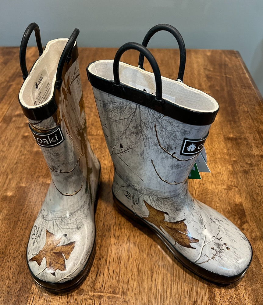 Kids Rubber BOOTS Rubber Pull-On Mud Snow All-weather RealTree Camo Size 13