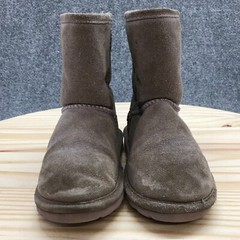 Bearpaw Boots Youth 2 Elle Shearling Gray Cow Suede Pull On Comfort Ankle Top