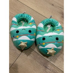 Squishmallows Christmas Tree Slippers Kids Size 2-3 Green Holiday Plush Shoes