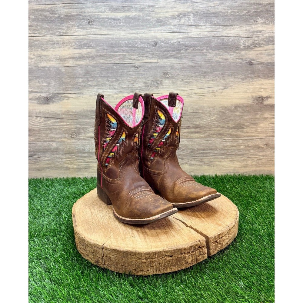 Ariat Women – Size 2 – Brown/Pink QuickDraw Ventek Square Cowboy Boots 10027306