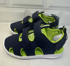 Cat & Jack Navy Green Solid Synthetic Hook & Loop Closed Toe Sandal Kids 11