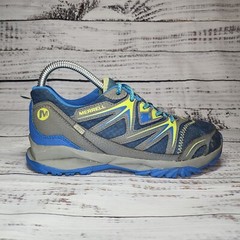 Merrell Capra Sport Goretex Hiking Trail Shoes Select Dry Blue Yellow Kid Size 4