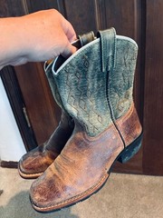 Children Size 3D Dan Post Cowboy Boots 3 Kids Youth Brown Green Leather square