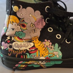Converse Chuck Taylor All Star Psychedelic Hoops Graphic Black High Tops Size 2