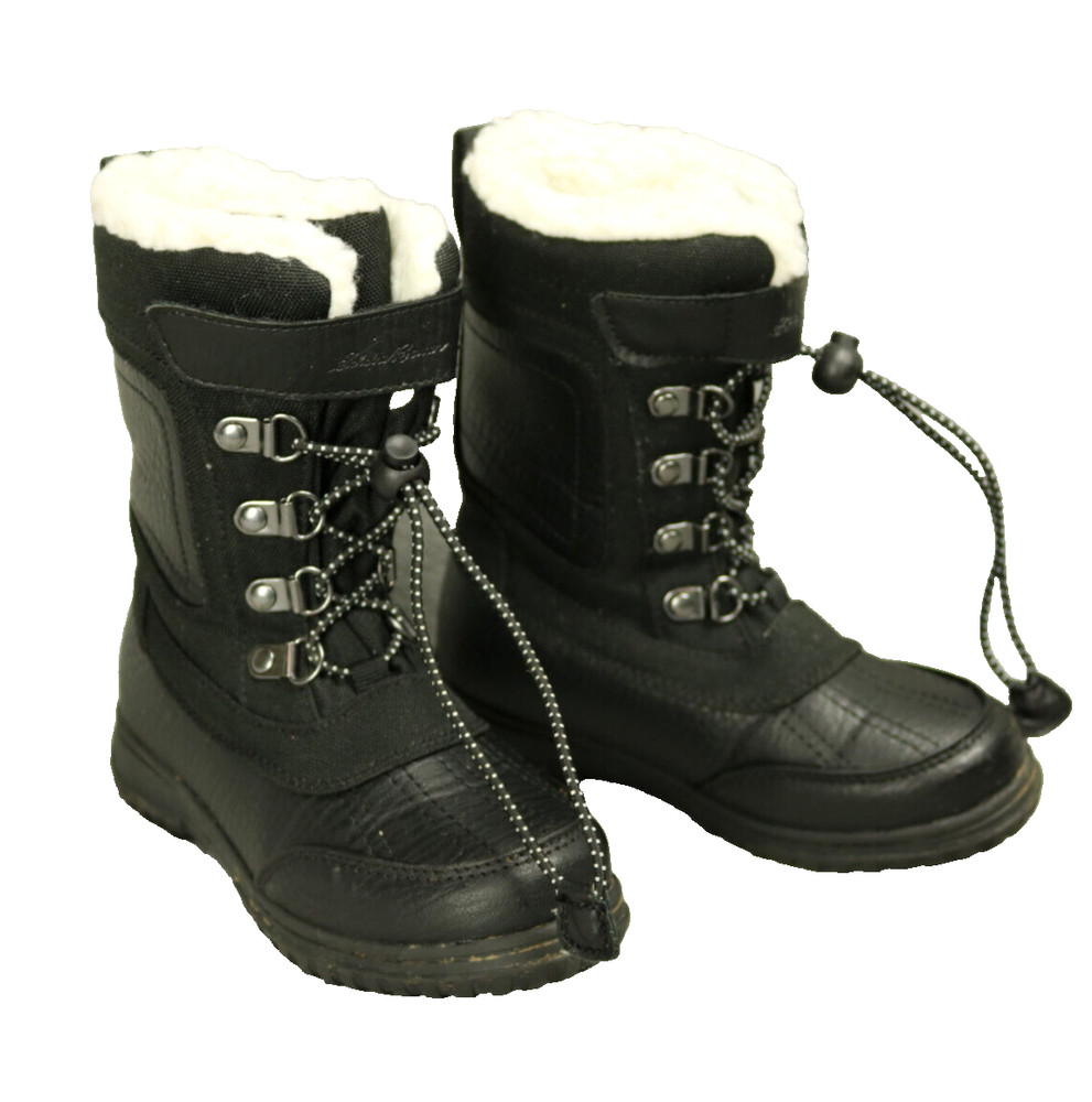 Eddie Bauer Sherpa Fleece Lined Winter Snow Boots Bungee Laces Black 11M