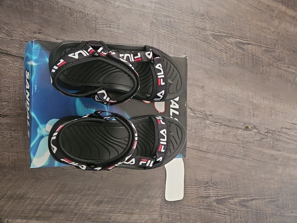 FILA Sleek Slides ST Red White Sandals Flip Flop All Day Kids Size 2