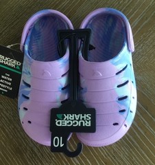 Rugged Shark Swivel Strap EVA Clogs Sandals Purple Unisex Toddler Size 10