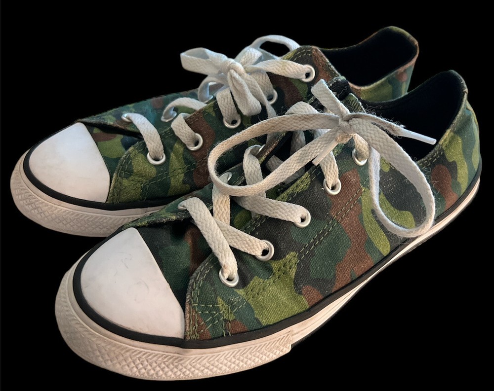 Converse All Star Low Top Canvas Camouflage Camo Junior Size 3 Good Condition