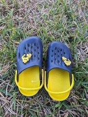 Kids Unisex Classic Clog Slip on Sandals Shoes( Blue and Yellow Alligator)
