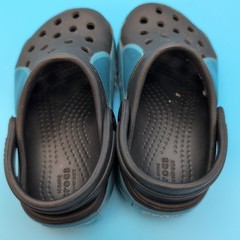 Crocs Fun Lab Shark Band Clogs W/ Strap Navy Blue Child Toddler Size 6 C