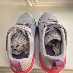 Under Armour Assert 8 Kids Athletic Sneakers Hook & Loop Mesh Gray/Pink 2.5Y