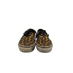 Vans Authentic Leopard Print Low Top Sneakers Kids Size 3.0 Tan Black Animal