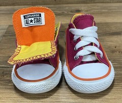 Converse Chuck Taylor All Star Double Tongue Raspberry Orange Boys Girls 4 EUC