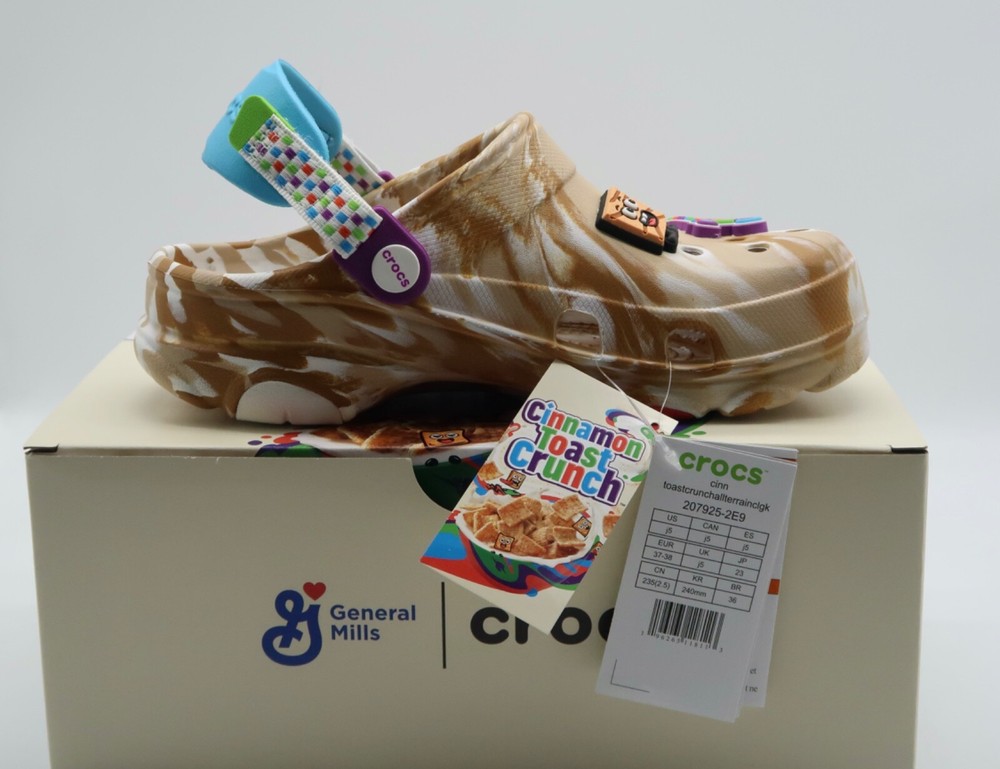 Crocs x CANDY SMELL Cinnamon Toast Crunch Croc Shoes Size J5 W7 M5 UNISEX