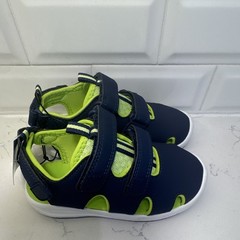 Cat & Jack Navy Green Solid Synthetic Hook & Loop Closed Toe Sandal Kids 11