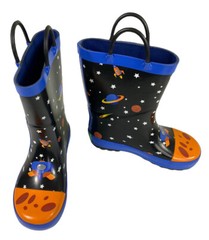 Rainbow Daze Outer Space Rainboots Sz 11/12 Pull On Galaxy Waterproof Shoe