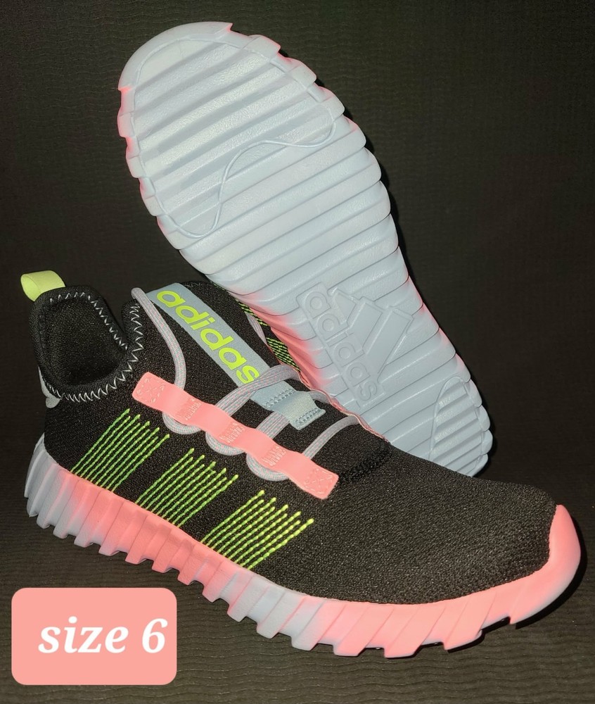 adidas Kaptir Flow K Black Pink Yellow Mesh Sneakers Kids 6 JQ7348