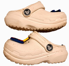 Crocs Clogs Kids C6 w/ 4 Spiderman Charms White Slip-on Sandals Shoes Beach