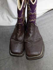 Durango Lil Durango Boots Youth Size 4 Brown Purple Cowboy Western Pull On BT386