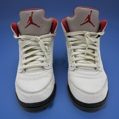 Nike Air Jordan 5 Retro Mid Fire Red Size 6.5Y White Red #440888-102