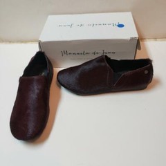 NIB Beautiful Designer MANNELA DE JUAN Burgundy Rabbit Fur Shoes 35 SPAIN