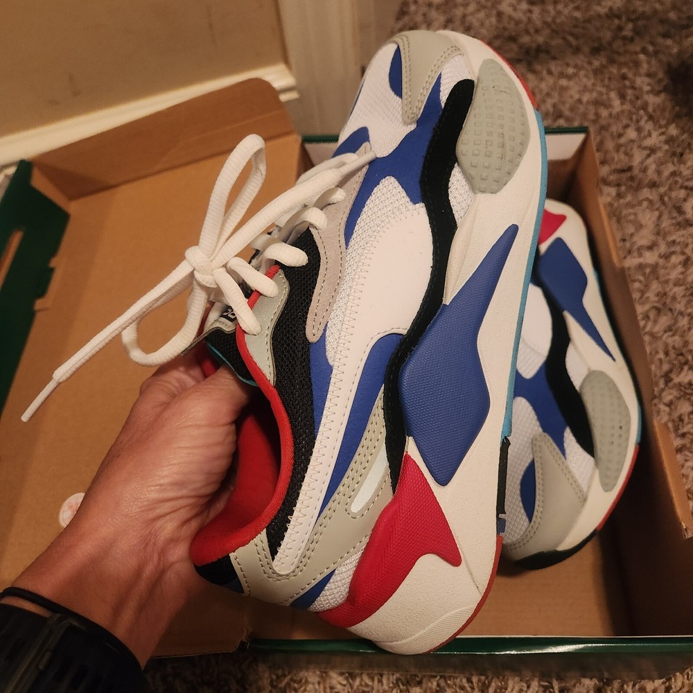 Puma Rs-X3 Puzzle Youth Size 6.5 C Blue Red Gray Black Sneakers Shoes 372357-05