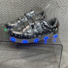 Link Kids 4 LED Light Up Silver Star Print Celestial Sneakers Novelty Kidcore