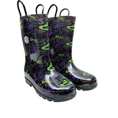 Batman Black Graphic Print Kids Rain Boots Rubber Unisex Size 13/1