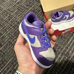 TODDLER NIKE DUNK LOW_COLLEGE GREY/PERSIAN VIOLET FB9107-007-SIZE 7C