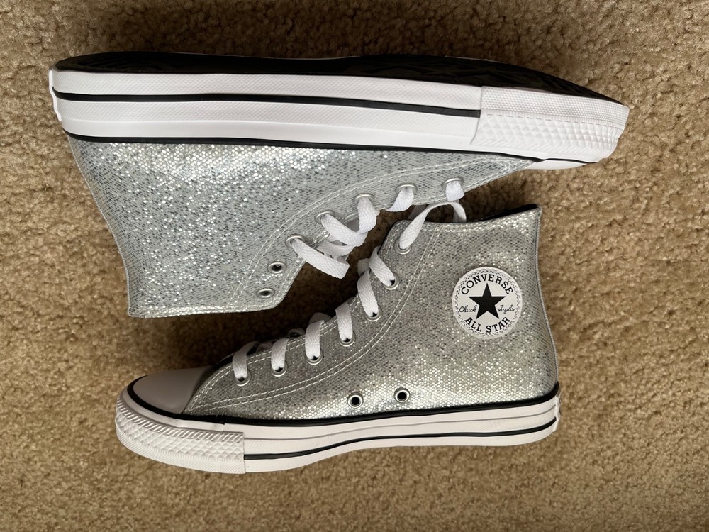 Converse Kids CTAS Hi „Metallic Shimmer“ A01475C Silver Ash Stone Size 5.5