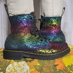 Dr. Martens 1460 Pascal J Rainbow Snake Print Boots, sz US 3