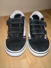 KIDS VANS Old Skool Double Strap- US TODDLER Size 8 Butterfly Floral Black